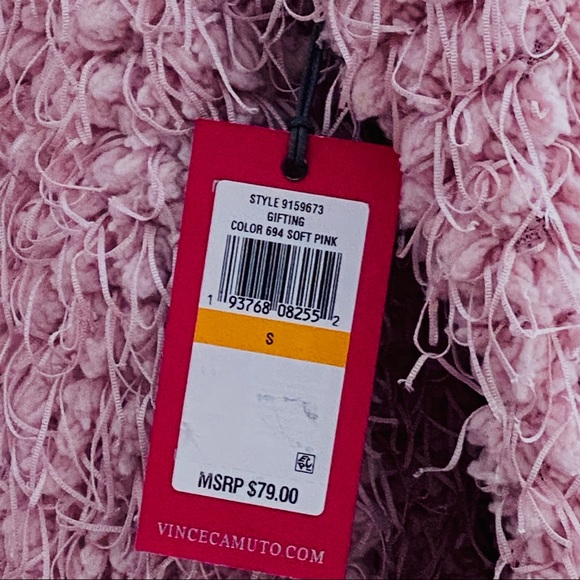 NWT: VINCE CAMUTO | Pink Teddy-Knit Mock-Neck Sweater - Picture 4 of 5